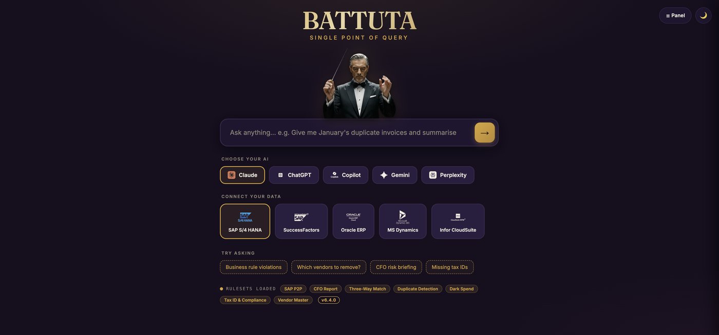 Battuta interface in dark mode