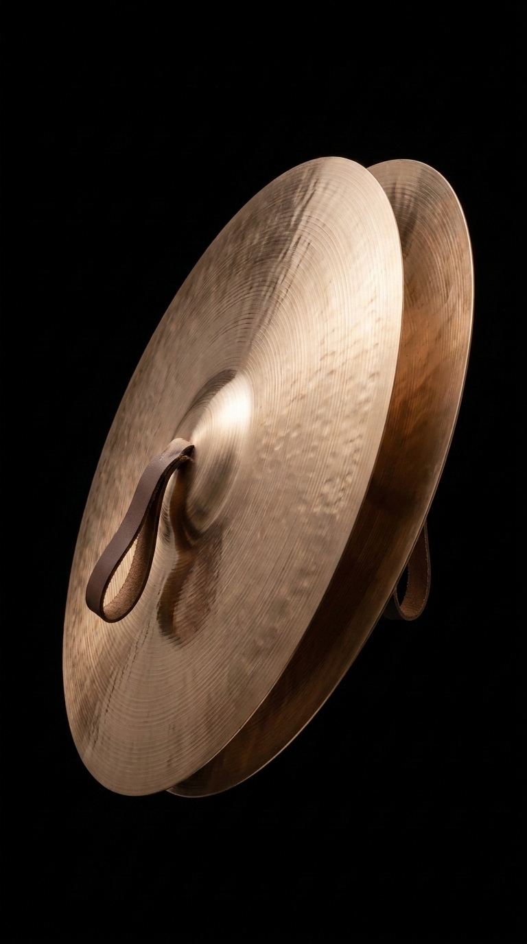 Orchestral crash cymbals against black